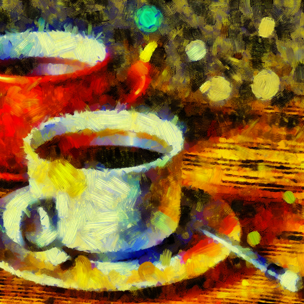  A close-up of a steaming cup of coffee and a cup of tea on a wooden table,...