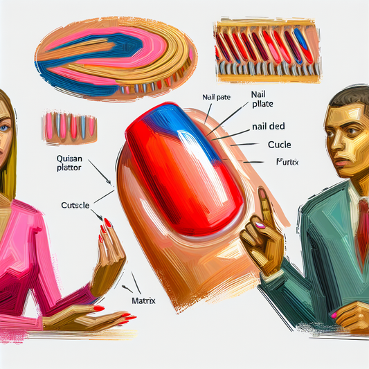 Detailed illustration of human nail anatomy, highlighting the nail plate,...