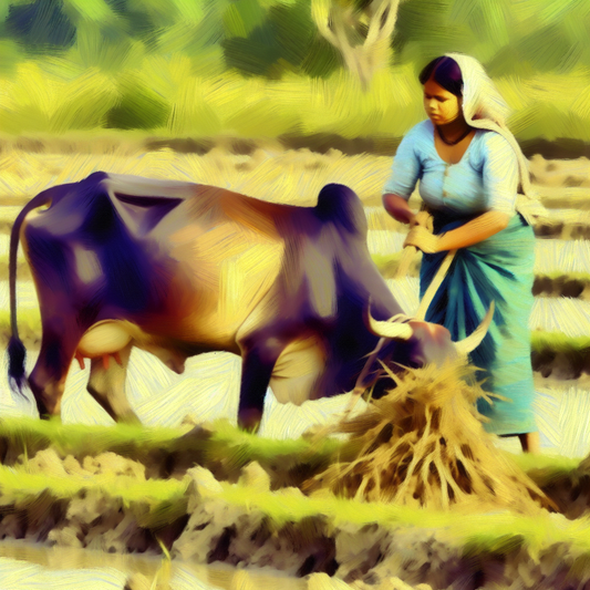  A farmer working diligently in the fields, embodying the strength and...