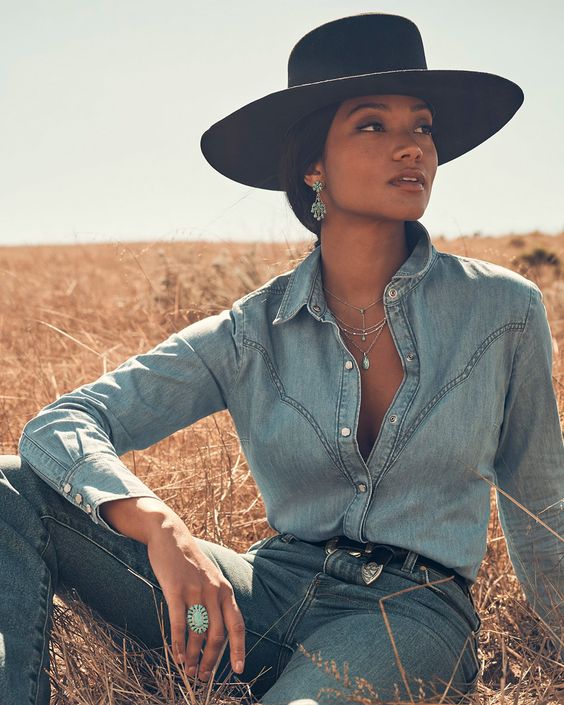 Top Denim on Denim Looks: From denim jackets to mini skirts.